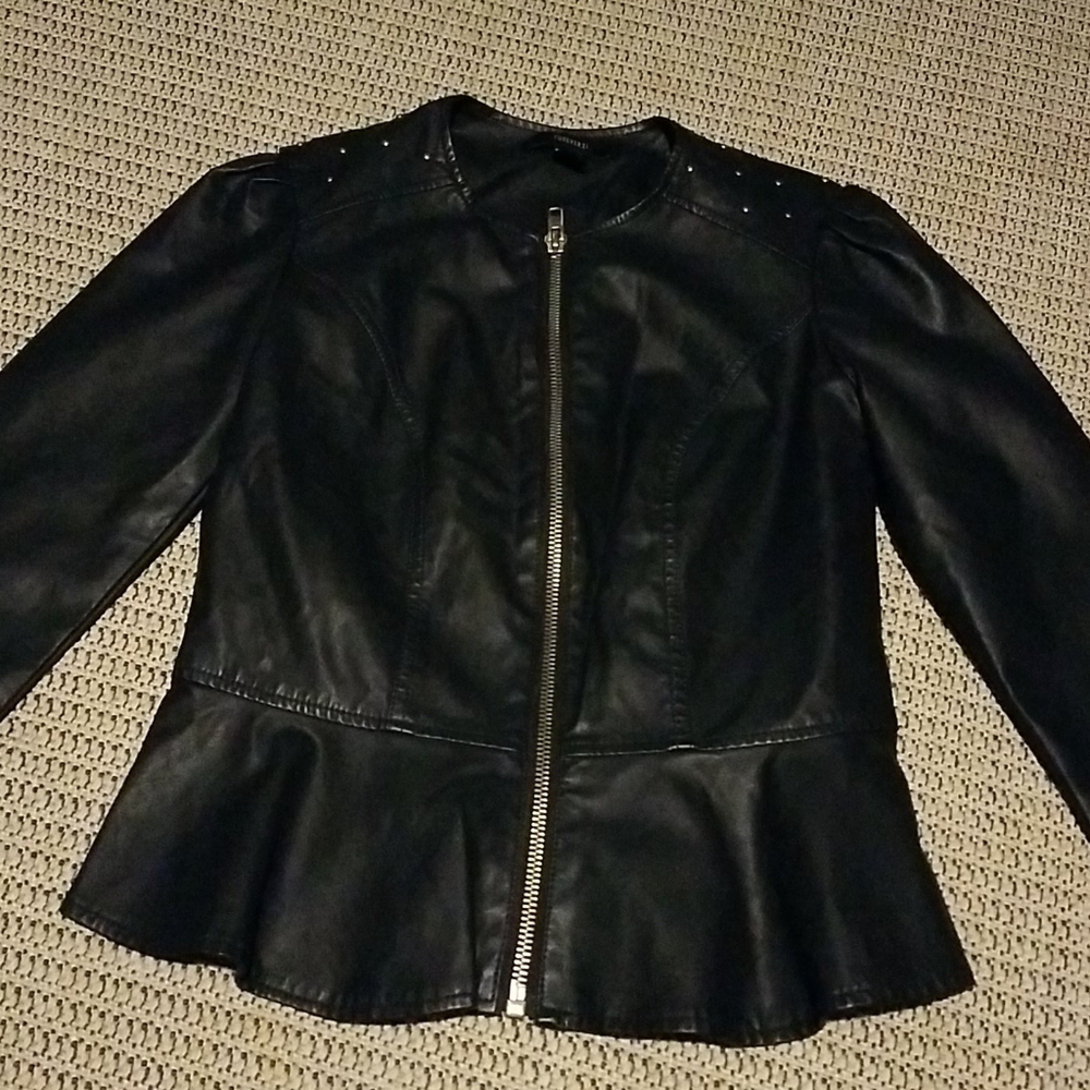 "Forever 21" Peplum Faux-Leather Jacket